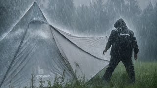 HEAVY RAIN CAMPING ☔️ CAMPING IN HEAVY RAIN WITH A THUNDER STORM AT NIGHT ⛈️
