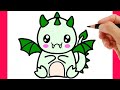 HOW TO DRAW A DRAGON - DRAWING AND COLORING A CUTE DRAGON