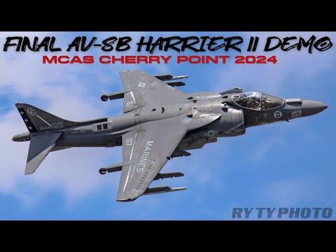 Final USMC AV 8B Harrier II Demonstration! - MCAS Cherry Point 2024
