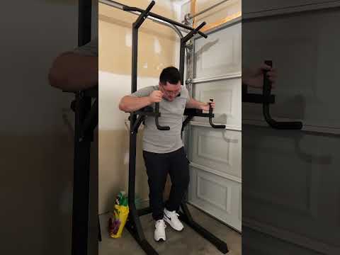 A quick demo of the Power Tower Workout Station for dips, pull ups, and more (down 30lbs since then)