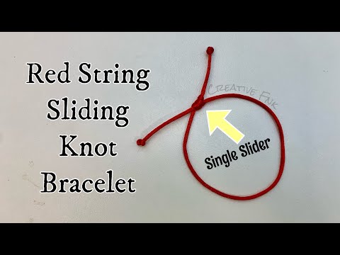 Adjustable red string bracelet - single sliding knot 🍀