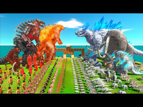 Fire Ice War - Team Fire Godzilla x Mechagodzilla VS Team Ice SHIMO x Titanus Behemoth
