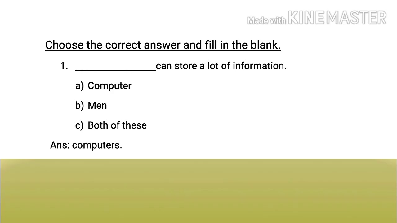 KNOW YOUR COMPUTER ,EXERCISES, CLASS-3