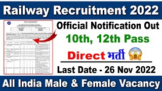 Railway recruitment 2022 apply online | Govt jobs in november 2022 | Railway upcoming vacancy 2022