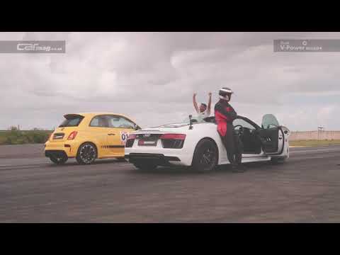 DRAG RACE: Abarth 595 vs. Audi R8 V10 Spyder