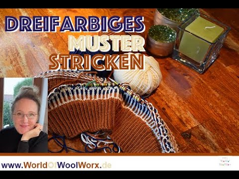 Dreifarbiges Muster stricken
