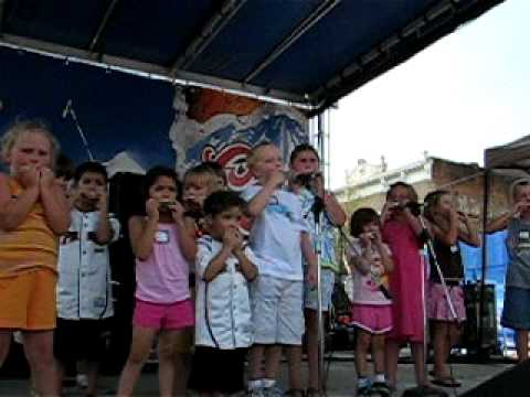 The kids on the big  Blues Bash stage, Pomeroy Ohio