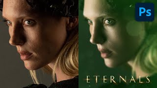 How to retouch skin in photoshop tutorial (Eternals movie poster creation)