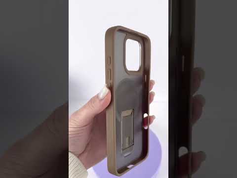 Чехол iPhone 15 Pro STAND MATTE MAGSAFE матовый с подставкой. Magsafe магнит, Soft touch покрытие. Серый - фото 1 - id-p2463607995