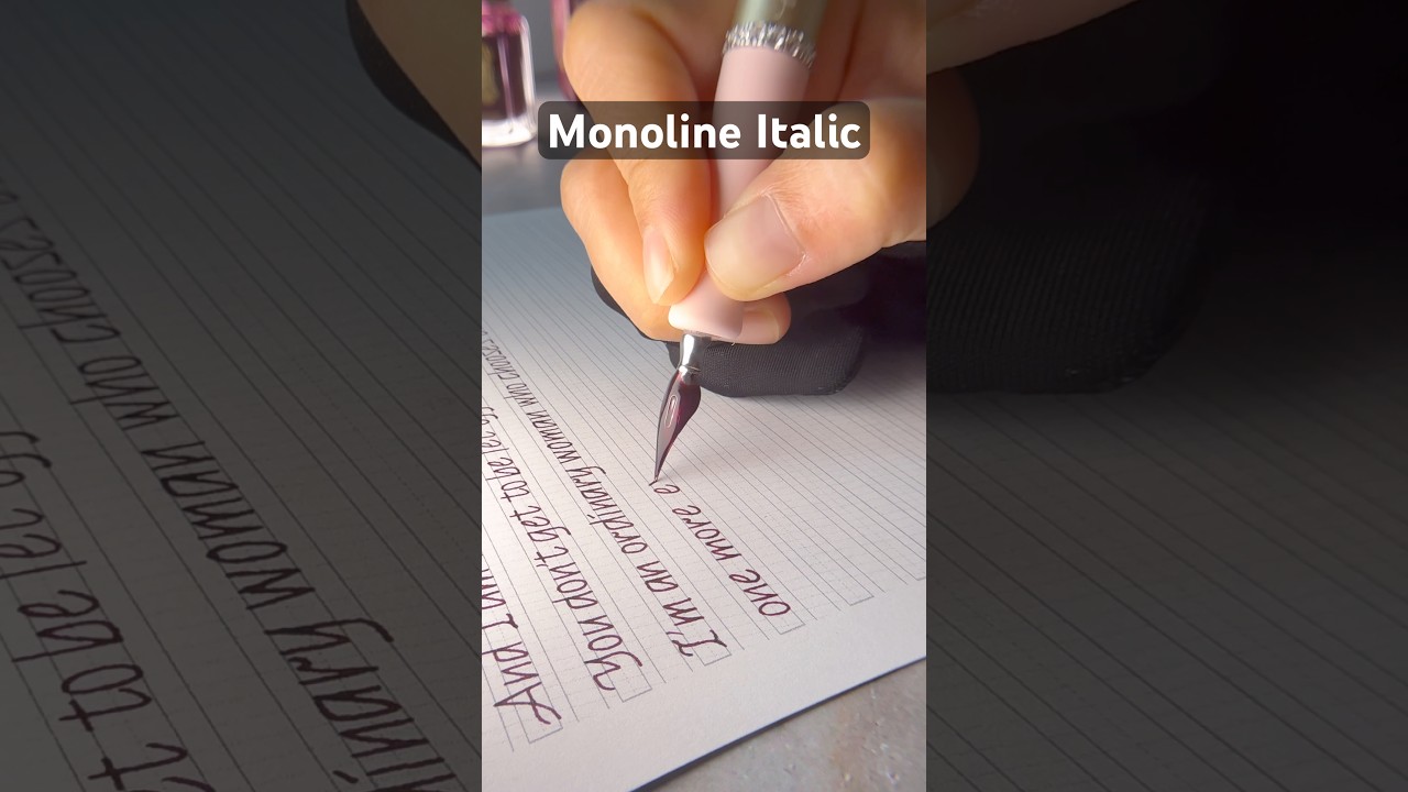 The script I’m writing is called Monoline Italic—simple yet elegant ✍️💕 #handwriting #pointedpen