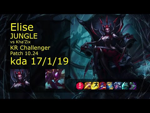 Elise Jungle vs Kha'Zix - KR Challenger 17/1/19 Patch 10.24 Gameplay // [롤] 엘리스 vs 카직스 정글