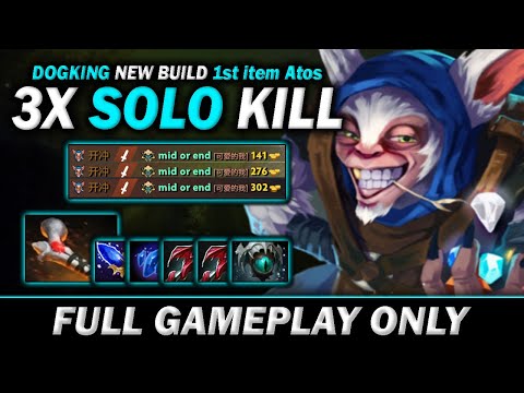 DOGKING MEEPO 3X SOLO KILL HUSKAR, he play with new build 1st item ATOS -  Full Gameplay Meepo #437