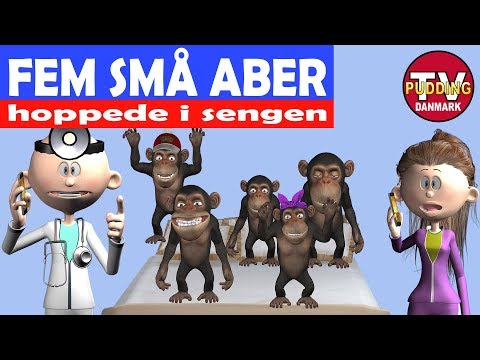 Fem små aber hoppede i sengen - Danske børnesange 3D