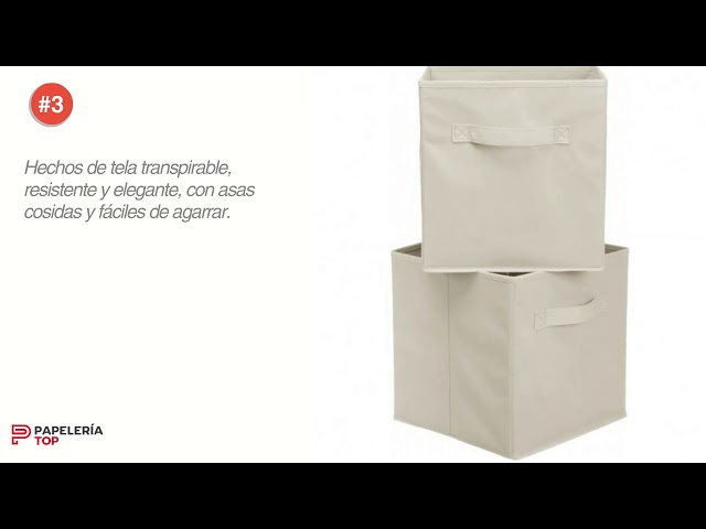 Vídeo relacionado con Amazon Basics Cubos de almacenamiento de tela plegables con asas, 26,6 x 26,6 x 27,9 cm, color azul marino, paquete de 6 unidades