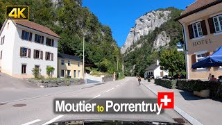 Driving through the Jura Mountains in Switzerland from Moutier to Porrentruy 🇨🇭