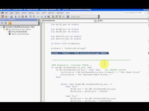 VBA Building Dynamic SQL