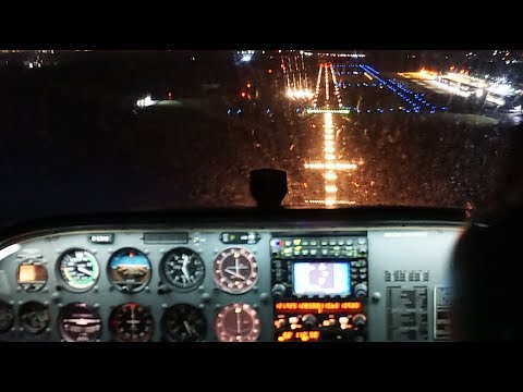 Flighing VFR-Night (NVFR, Nachtflug), Landing Cessna Mönchengladbach - MG flyers
