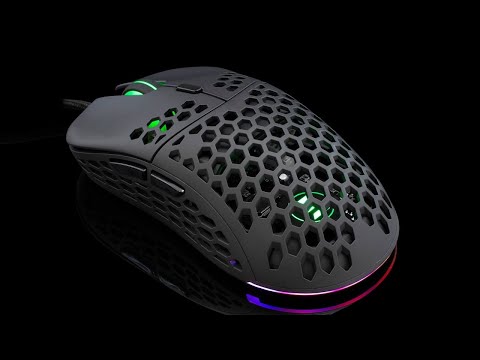 Itin lengva Žaidimų pelė eShark Naginata Black, 60g, Pixart PMW3389 jutiklis, su RGB pašvietimu video