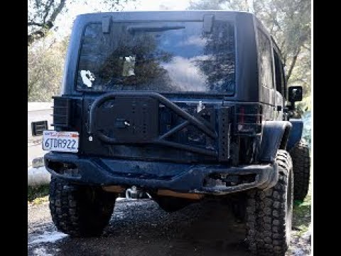 Installing Smittybilt Gen2 frame-mounted spare tire carrier.