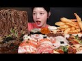 Salmon Tuna Sushi Cold Buckwheat Noodles Mukbang ASMR