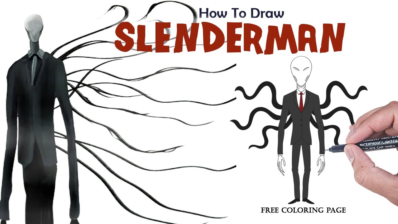 How To Draw Slenderman Very Easy Step by Step - Free Coloring Page