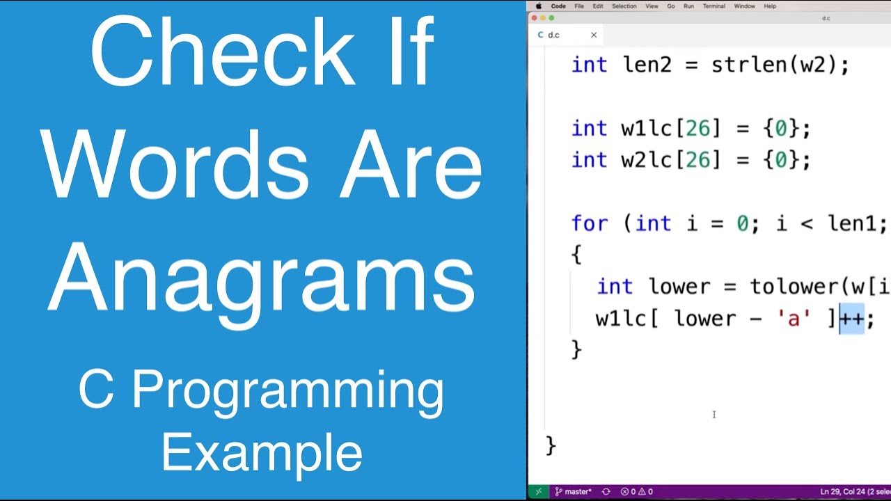 Check If Words Are Anagrams | C Programming Example