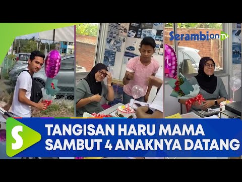 Tangisan Haru Mama Sambut 4 Anaknya Datang dari Jauh, Beri Hadiah Ulang Tahun Untuk Ibunya