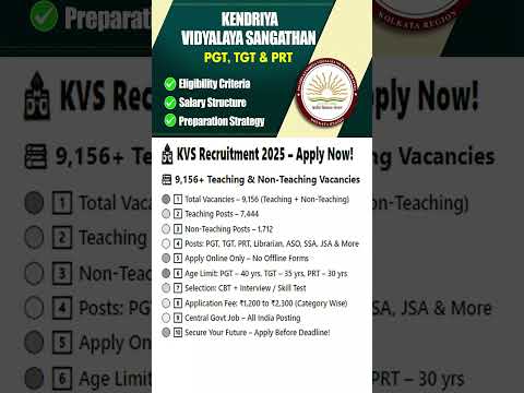 KVS Recruitment 2025 – Apply Now!📚 9,156+ Teaching & Non-Teaching Vacancies