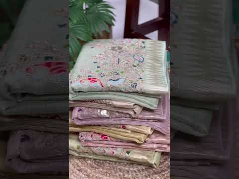 Peach Elegant Zari Kota Tissue Saree with Embroidery Beads Work & Zari Weaving Border, Matching Unstitched Blouse – Festive & Traditional Wear