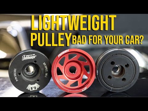 Part of a video titled Which is Better: A Lightweight Crank Pulley or a Crank Pulley Damper?