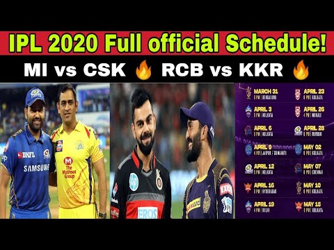 IPL 2020 Full Schedule! CSK vs MI🔥KKR vs RCB🔥 Match Dates!