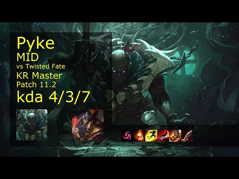 Pyke vs Twisted Fate Mid - KR Master 4/3/7 Patch 11.2 Gameplay // [롤] 파이크 vs 트위스티드 페이트 미드