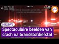 Benzinedief klapt op vangrail na lange politieachtervolging