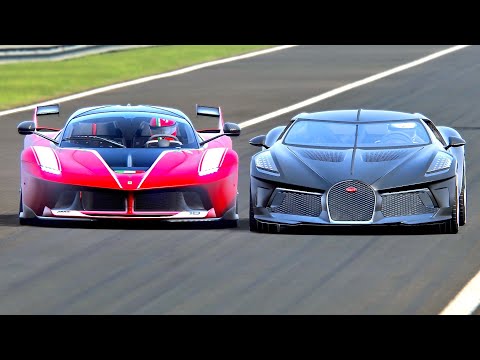 Bugatti La Voiture Noire vs Ferrari FXX K with F1 2004 Engine - Monza