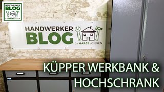 Werkstatteinrichtung von Küpper aufgebaut (Werkbank und Hochschrank)