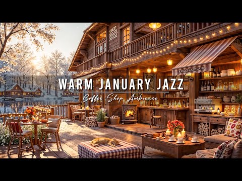 Warm January Winter Jazz at Outdoor Coffee Shop Ambience ⛄ Relaxing Jazz Background Music for Work