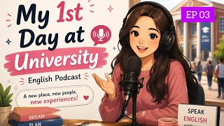My First Day at University | Easy English Podcast (A1–A2) #podcast #poscastenglish #englishpodcast
