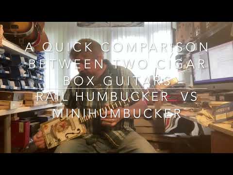 Cigar box guitar comparison - rail humbucker vs minihumbucker