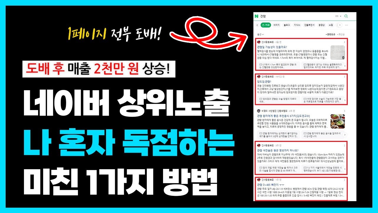 네이버 상위노출만큼 중요한 도배에 신경 써야 하는 이유. 모든 키워드에 나만 검색 노출되게 하는 방법 공개 (feat. 네이버 카페)
