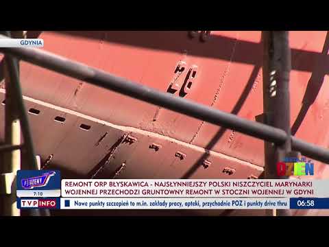 ORP Błyskawica przechodzi remont w Stoczni Wojennej