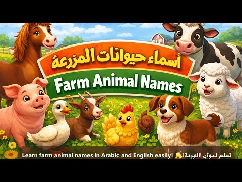 Farm Animals in Arabic | Learn Animal Names.تعلم الحيوانات للأطفال والمبتدئ |Kids & Beginners
