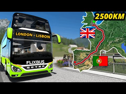 ETS2 Longest Bus Trip (London to Lisbon) UK to Portugal | Euro Truck Simulator 2
