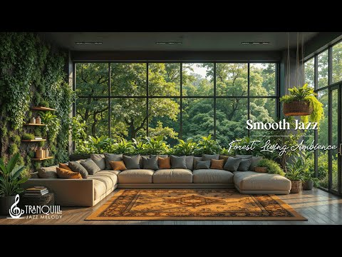 Sanfter Waldjazz Zum Entspannen | Wohnzimmer Aus Holz Im Waldstil Mit Café-Atmosphäre Zum Arbeite...