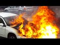 Raw Video Car Fire But Owner Has Good Sense Of Humor