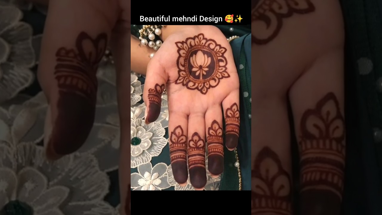 Beautiful leafy gol tikki mehndi design 🥰✨ | lotus mehndi design | front hand mehndi design | henna
