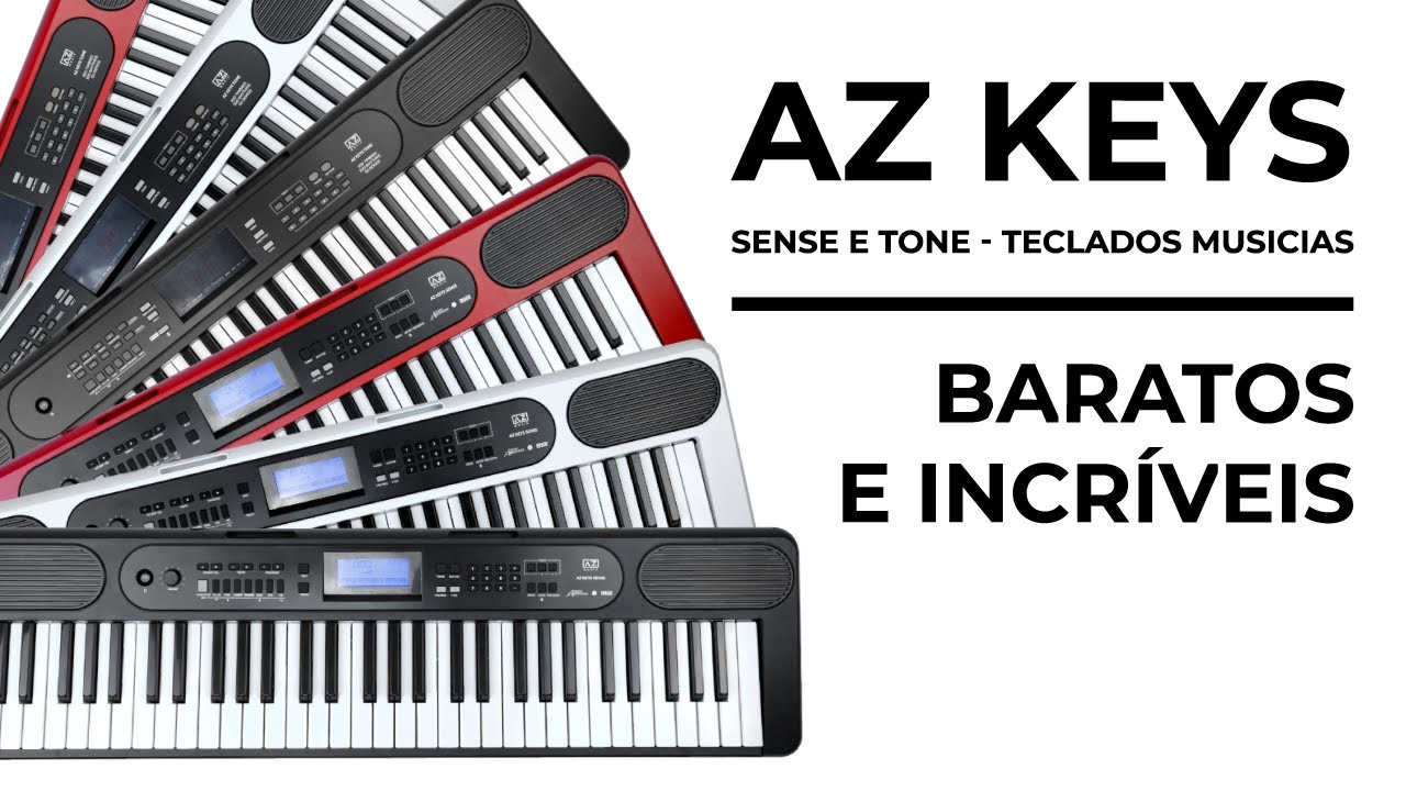 Teclado Musical 61 Teclas AZ Keys TONE KT61 Branco c/ Fonte Bivolt