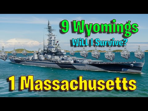 Can 1 Massachusetts Survive Against 9 Wyoming's in World of Warships Legends?