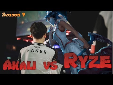 Faker - Akali vs Ryze Mid - LoL Season 9 KR Ranked | League of Legends Replays
