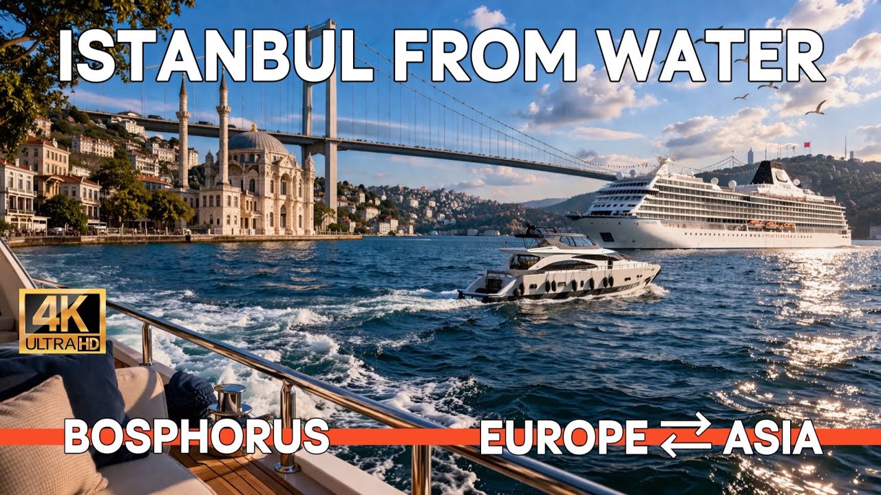 Istanbul Turkey 2026 4K Bosphorus Boat Tour | Scenic Cruise Between Europe & Asia