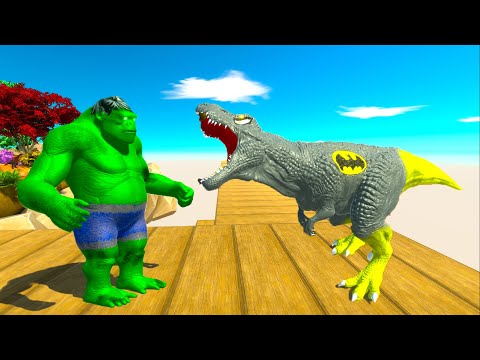 BATMAN T-REX vs HULK GORO DEATH RUN -  Animal Revolt Battle Simulator ARBS
